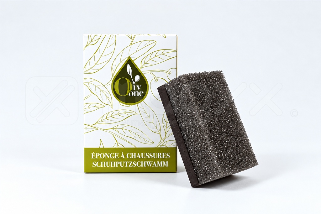 [0,25€] Esponja limpiacalzado Oliv One — Caja de cartón